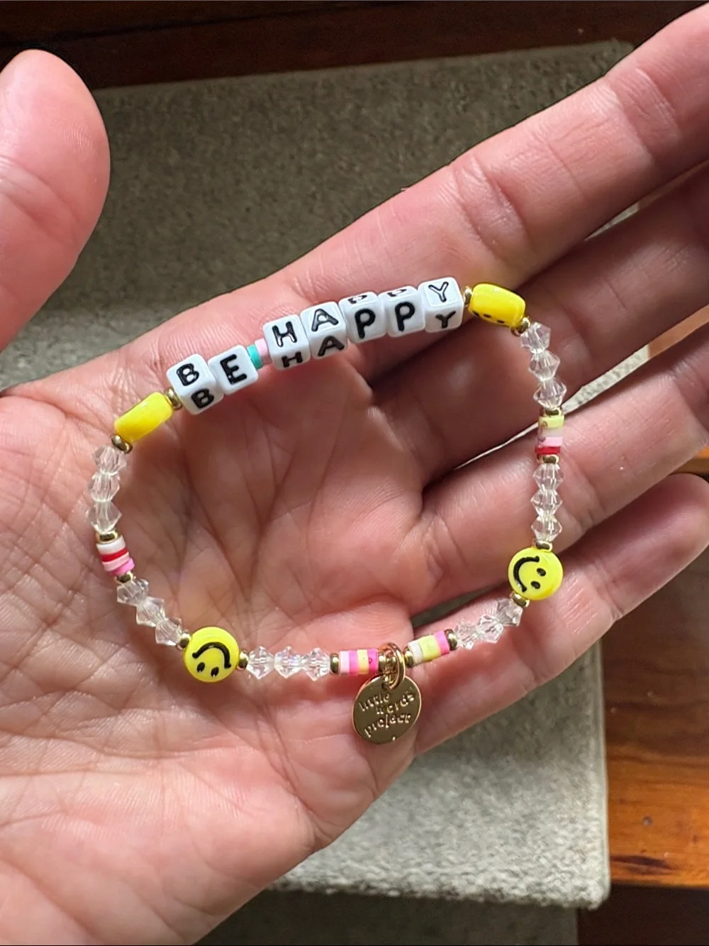 Little Words Project Be Happy Yellow Smiley Bracelet